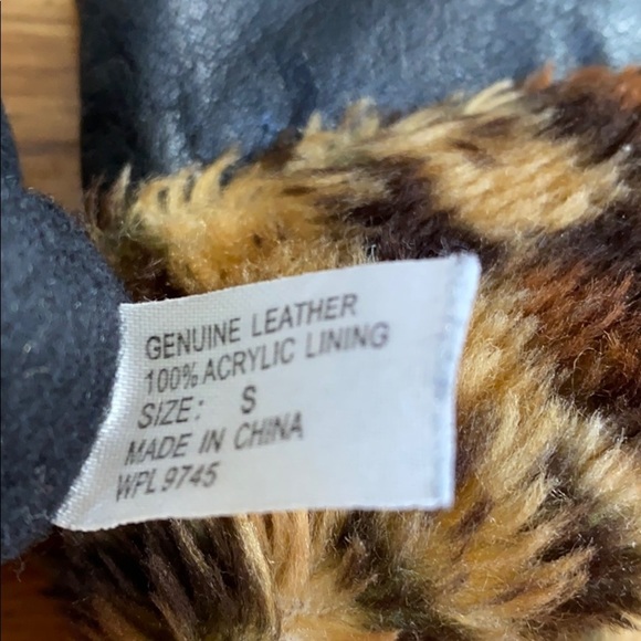 Leather gloves leopard cuff - Picture 4 of 5